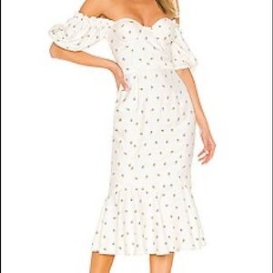 Majorelle White/Yellow Floral Midi Dress